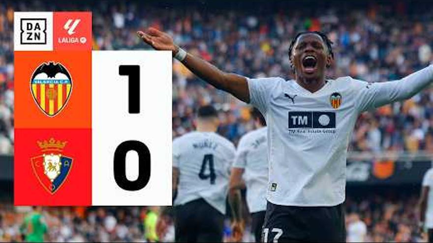 Valencia - Osasuna: vídeo resumen, gol y mejores jugadas del partido de laLiga