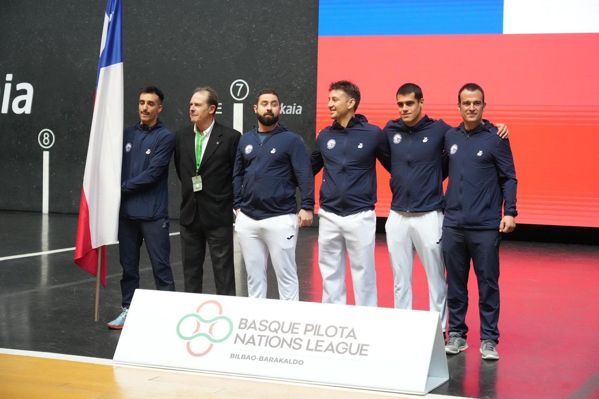 Inauguración de la Liga de Naciones de 36 metros en el frontón Bizkaia