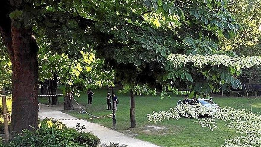 La Ertzaintza busca evidencias del apuñalamiento ocurrido ayer en el parque Cristina Enea.