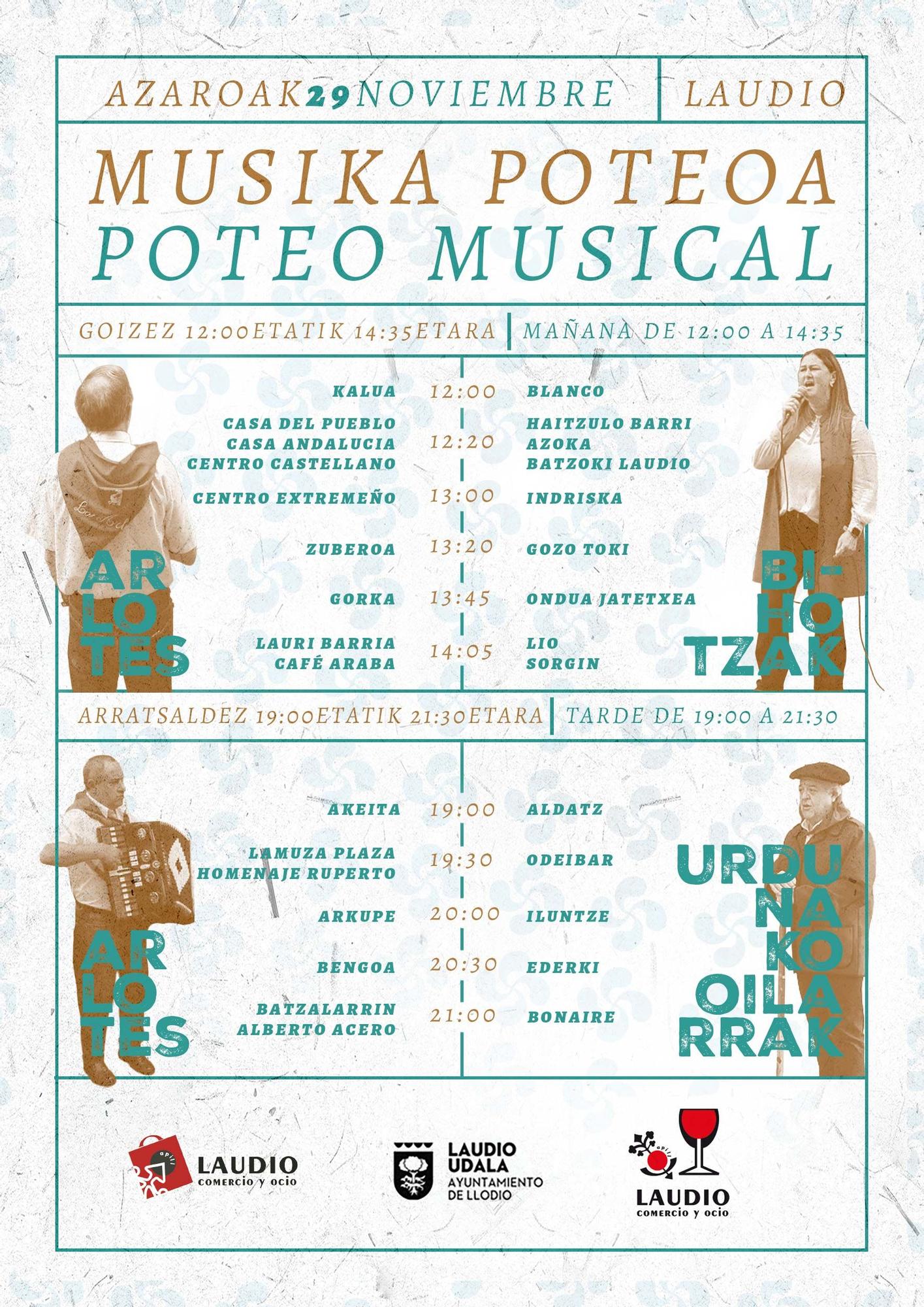 Horarios aproximados del poteo musical del día 29