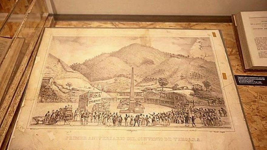 Grabado del monolito consagrado al aniversario del abrazo de Bergara.