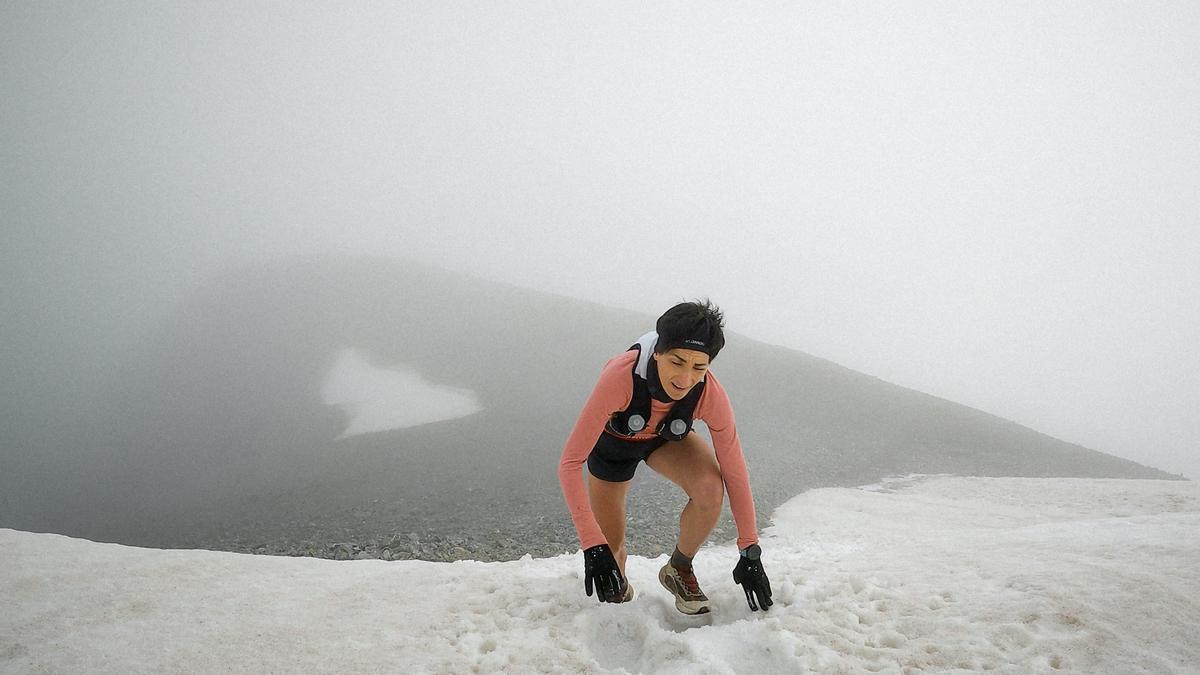 Oihana Kortazar durante el ascenso a Monte Perdido.
