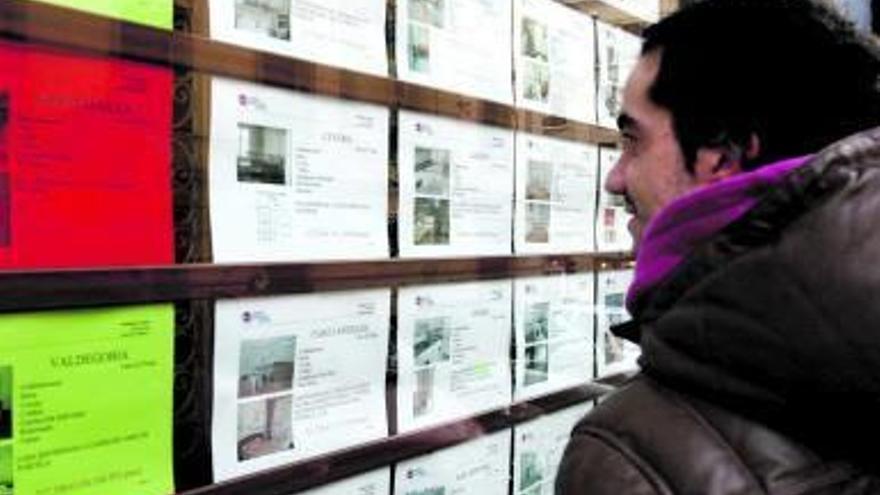 Un joven observa las ofertas de una inmobiliaria.