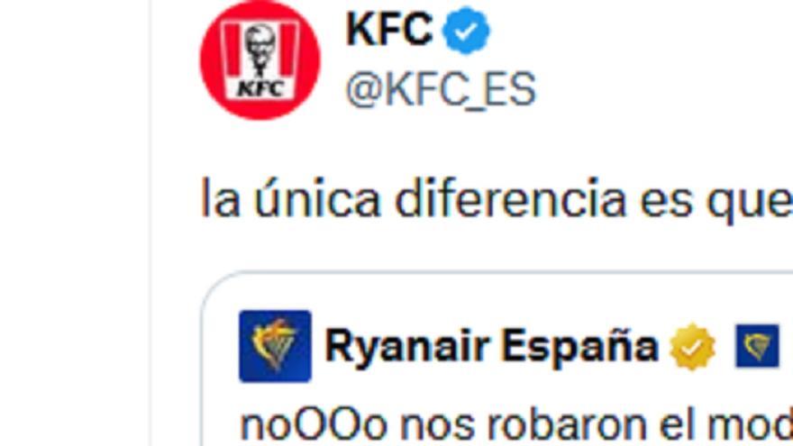 Ryanair y KFC se enzarzan en las redes: "Nosotros no estafamos a la gente"