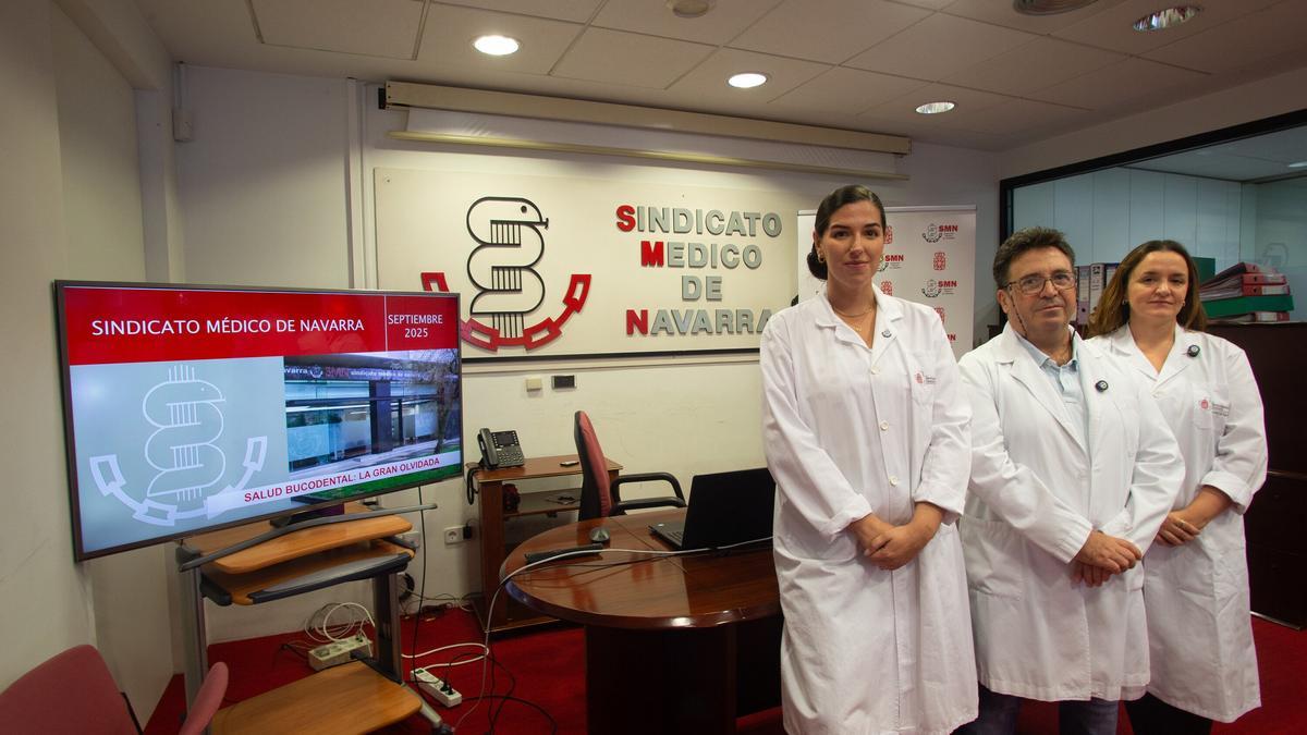 Representantes del Sindicato Médico de Navarra, este jueves en Barañáin.