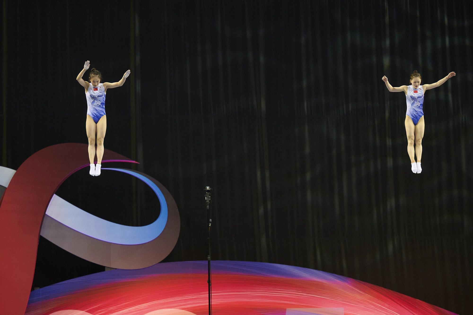 Las fotos más espectaculares del Mundial de gimnasia de trampolín en Pamplona