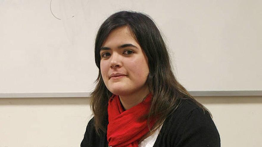 Haizea Erkizia, en el aula donde imparte sus charlas.