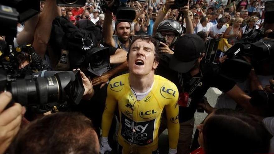 Geraint Thomas tras su llegada  a meta
