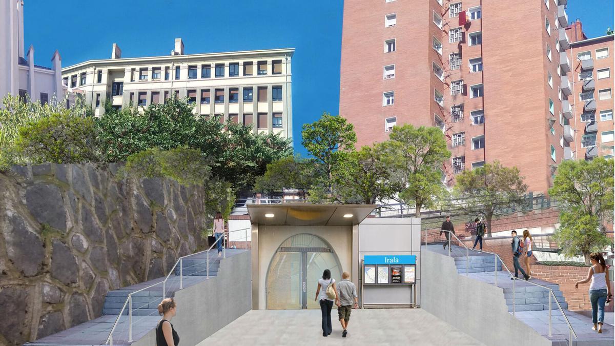 Recreación de la parada de la Línea 4 del Metro en Irala.