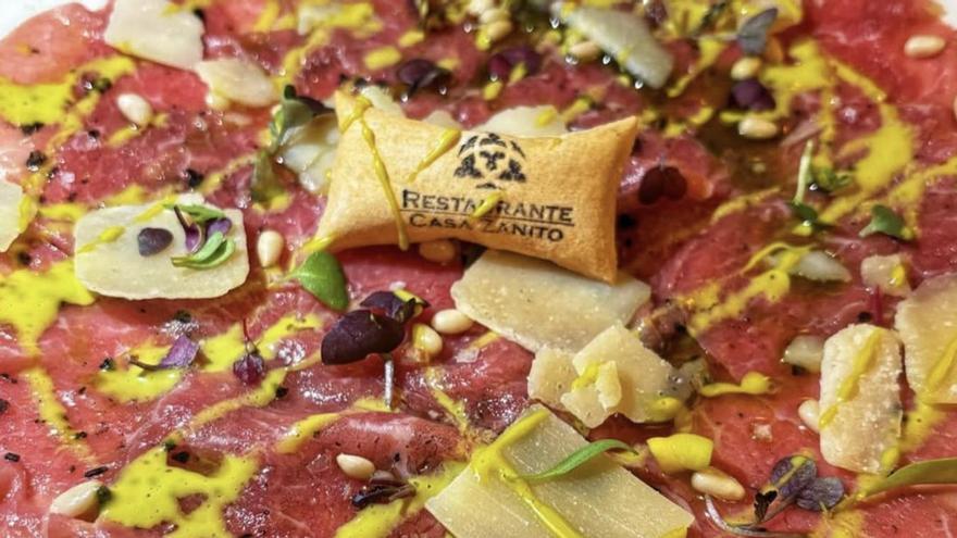 Carpaccio de solomillo de vaca.