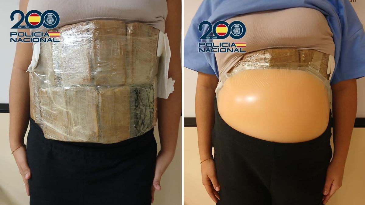 La mujer fingía estar embarazada para ocultar cocaína en el falso vientre
