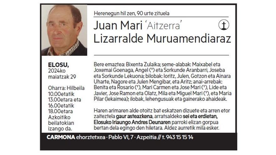 JUAN MARI LIZARRALDE MURUAMENDIARAZ