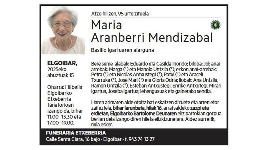 MARIA ARANBERRI MENDIZABAL