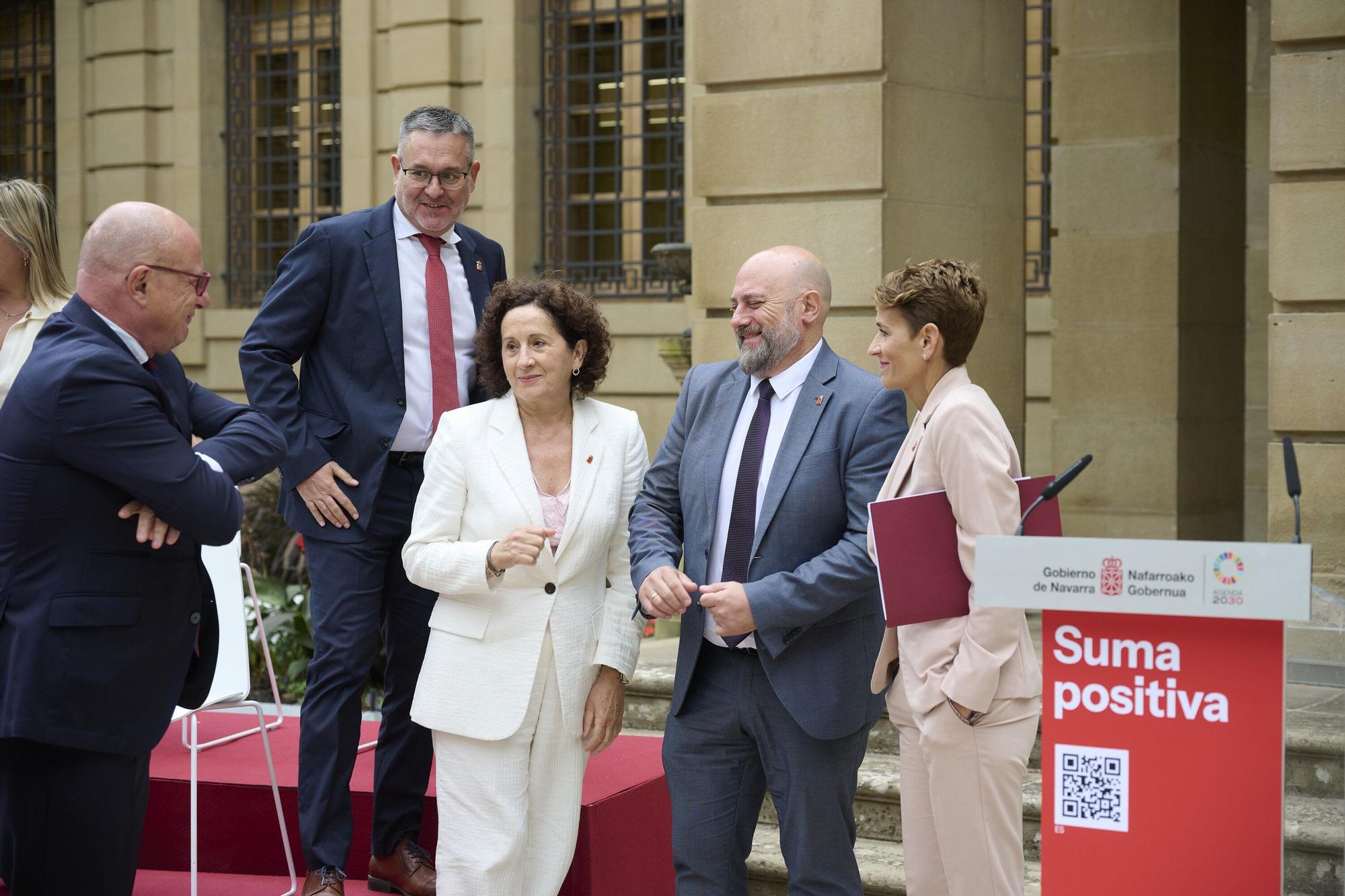 Rueda de prensa de María Chivite en la presentación del balance de mitad de legislatura