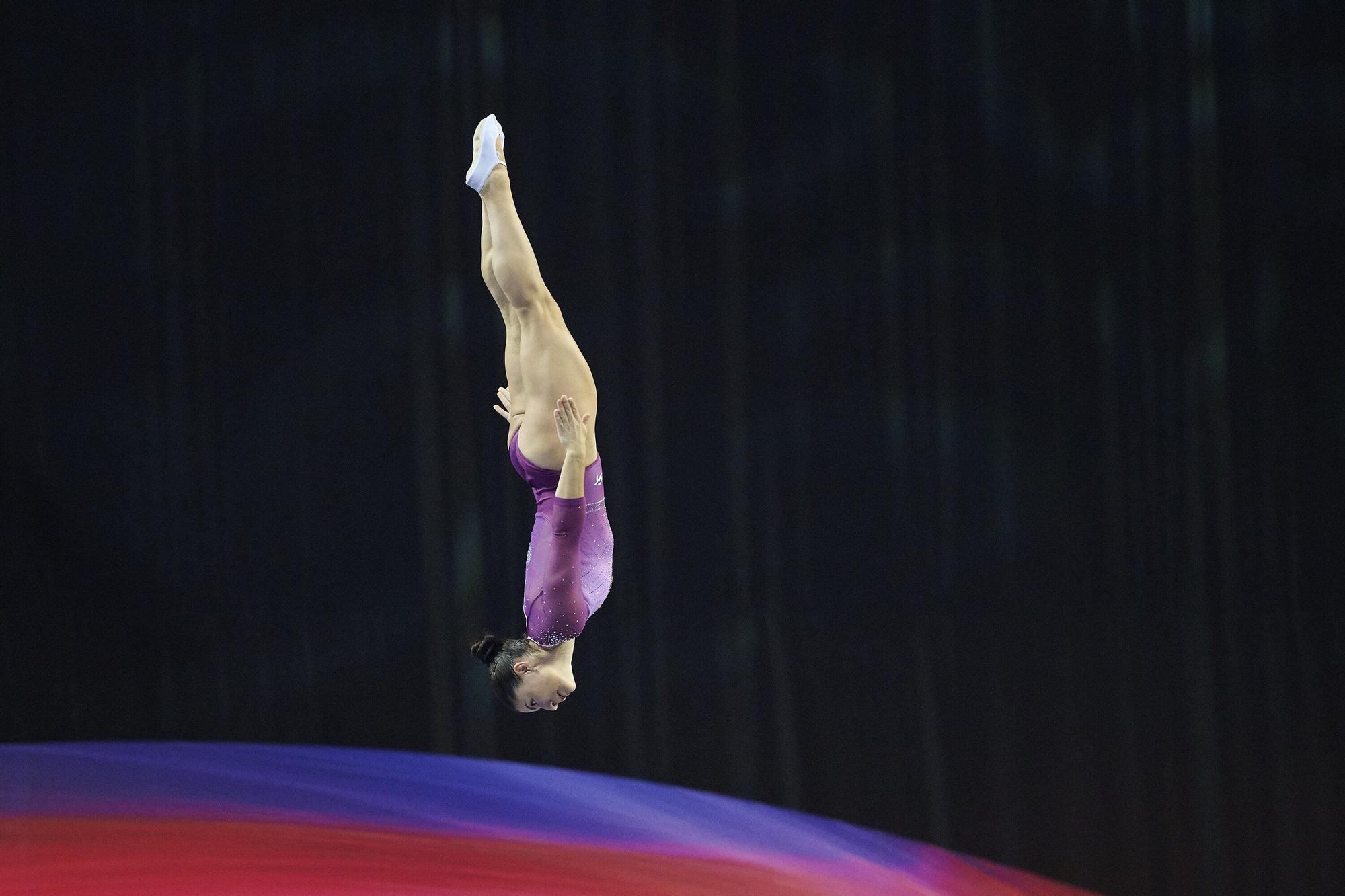 Las fotos más espectaculares del Mundial de gimnasia de trampolín en Pamplona