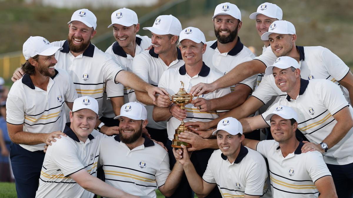 El equipo de Europa festeja el triunfo en la Ryder Cup logrado el domingo en Nueva York.