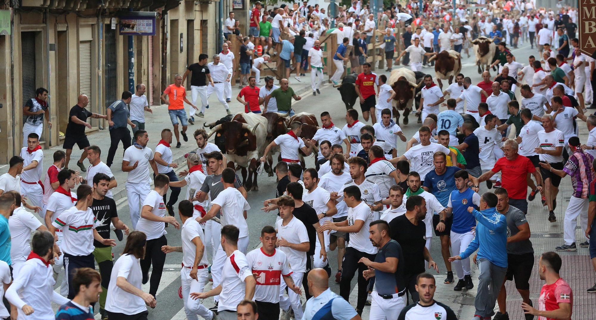 Fotos del primer encierro de fiestas de Tafalla