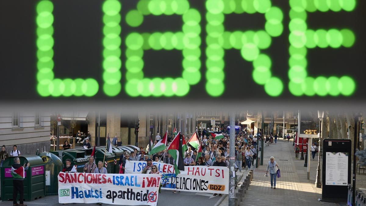 Una manifestación en apoyo a Palestina en Pamplona.