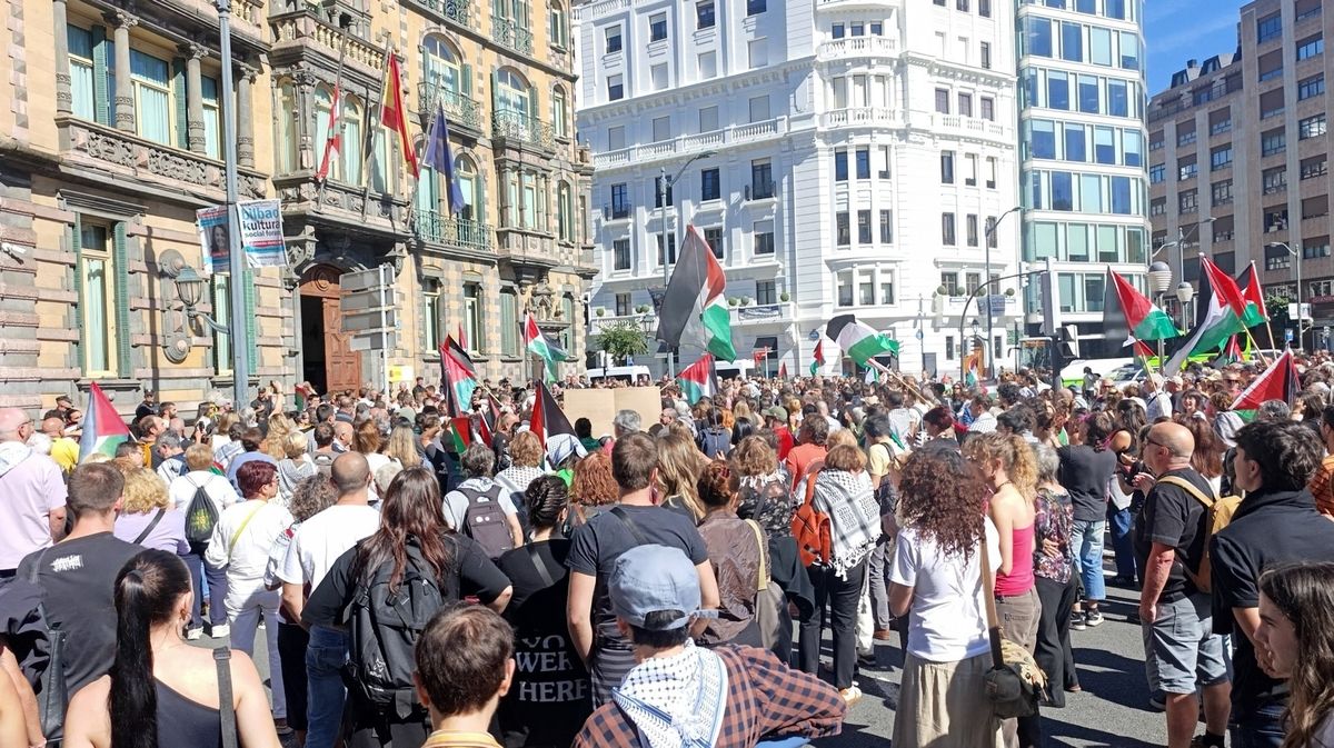 Manifestación en Bilbao en apoyo al pueblo palestino y a la flotilla