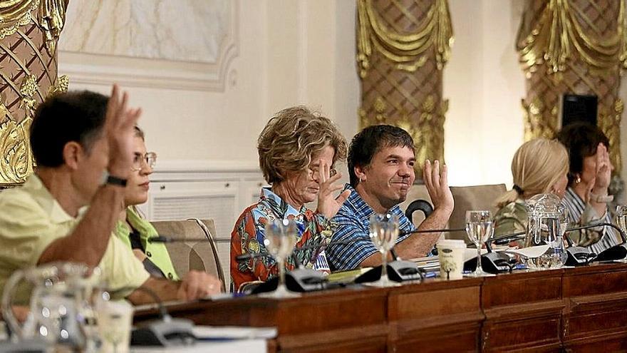 Concejales de EH Bildu, votando, ayer.  | FOTO: JAVI COLMENERO