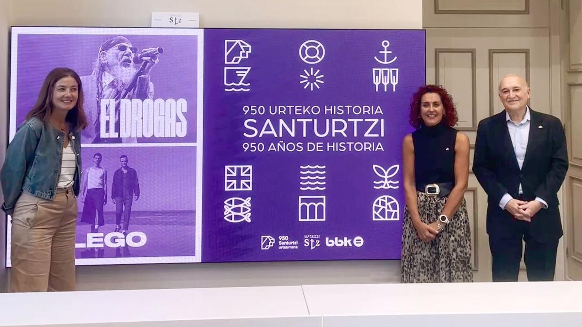 Itziar Carrocera, la alcaldesa Karmele Tubilla y el director de BBK Fundazioa, Gorka Martínez.
