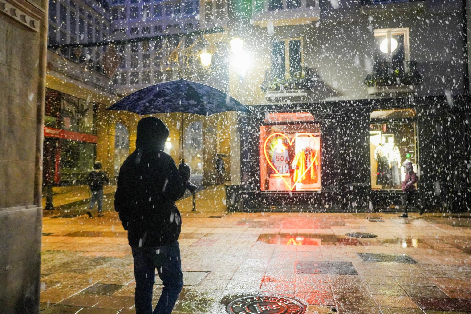 La primera nevada del otoño no cuaja en Vitoria
