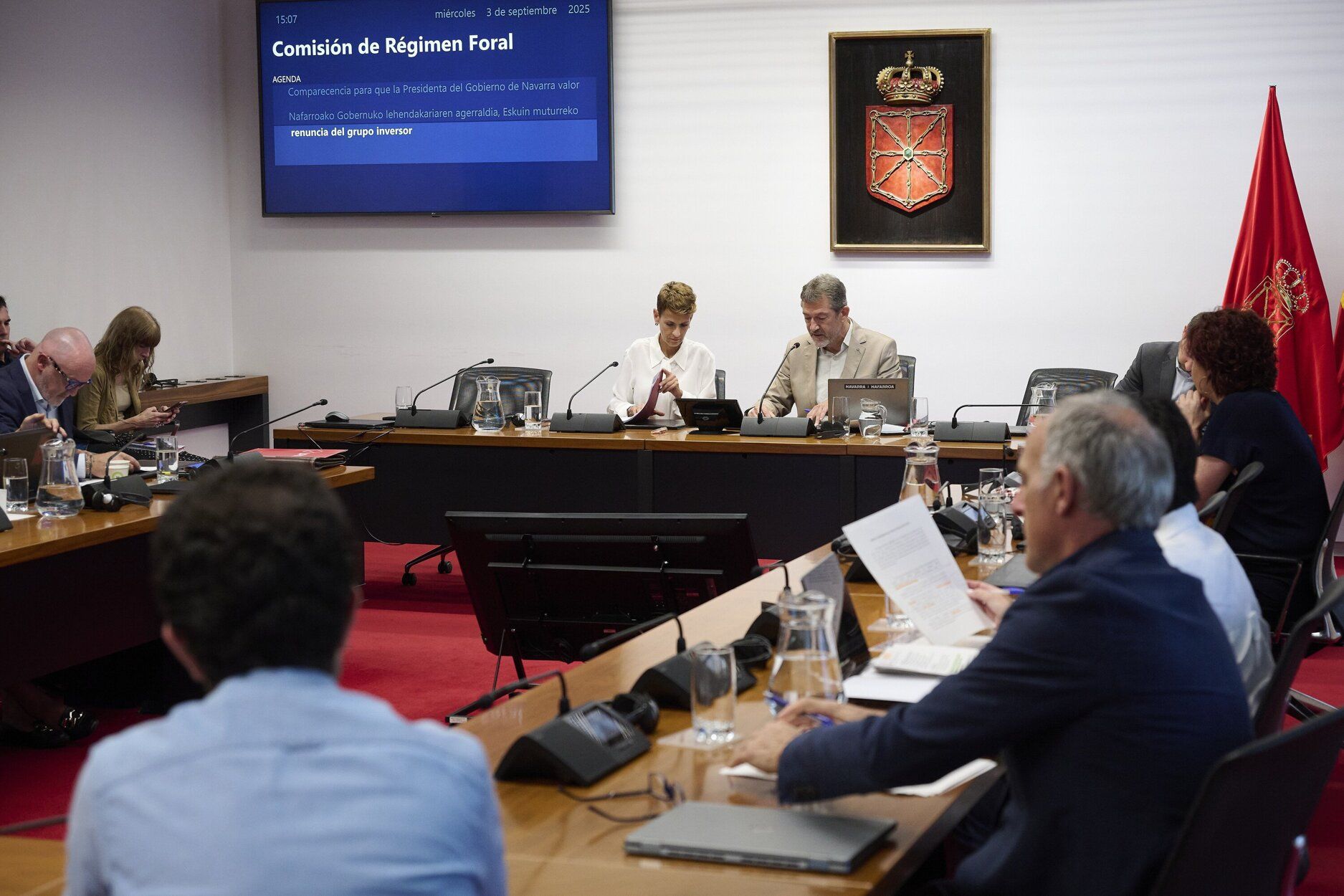 Chivite, en la Comisión de Régimen Foral del Parlamento de Navarra
