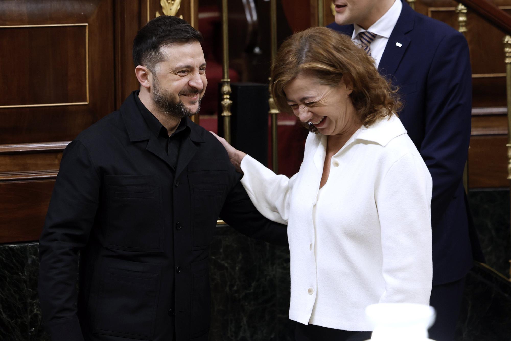 En imágenes: Zelenski inicia en el Congreso su tercera visita oficial a España y se reúne con Armengol y Rollán