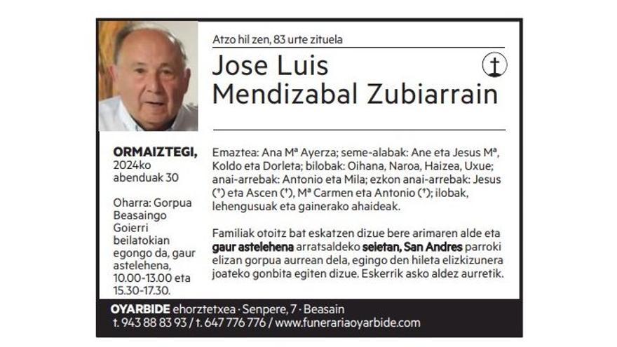 Jose Luis Mendizabal Zubiarrain
