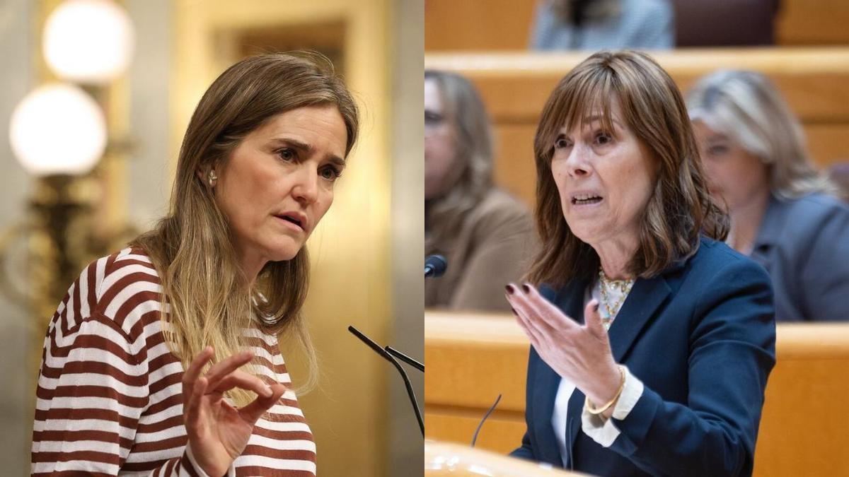 La vicepresidenta tercera y ministra para la Transición Ecológica, Sara Aagesen, y la senadora de Geroa Bai, Uxue Barkos.