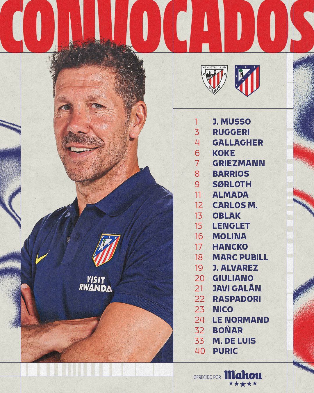 Convocatoria del Atlético ante el Athletic