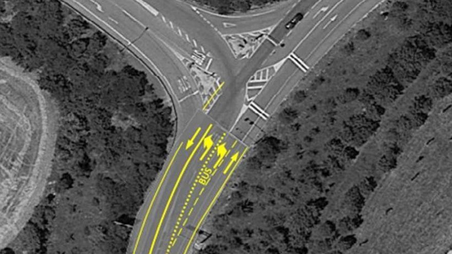 Intersección semafórica en la que se habilitará el 4º carril.