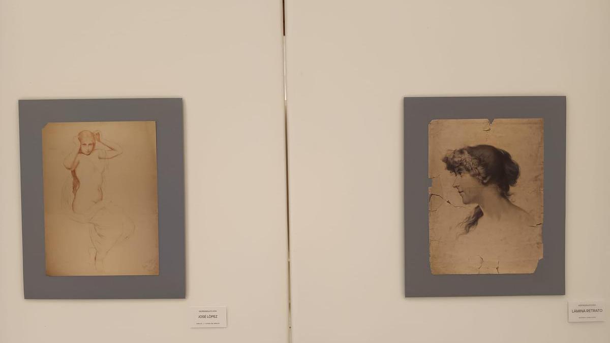 Parte de la exposición sobre dibujo en Artes y Oficios