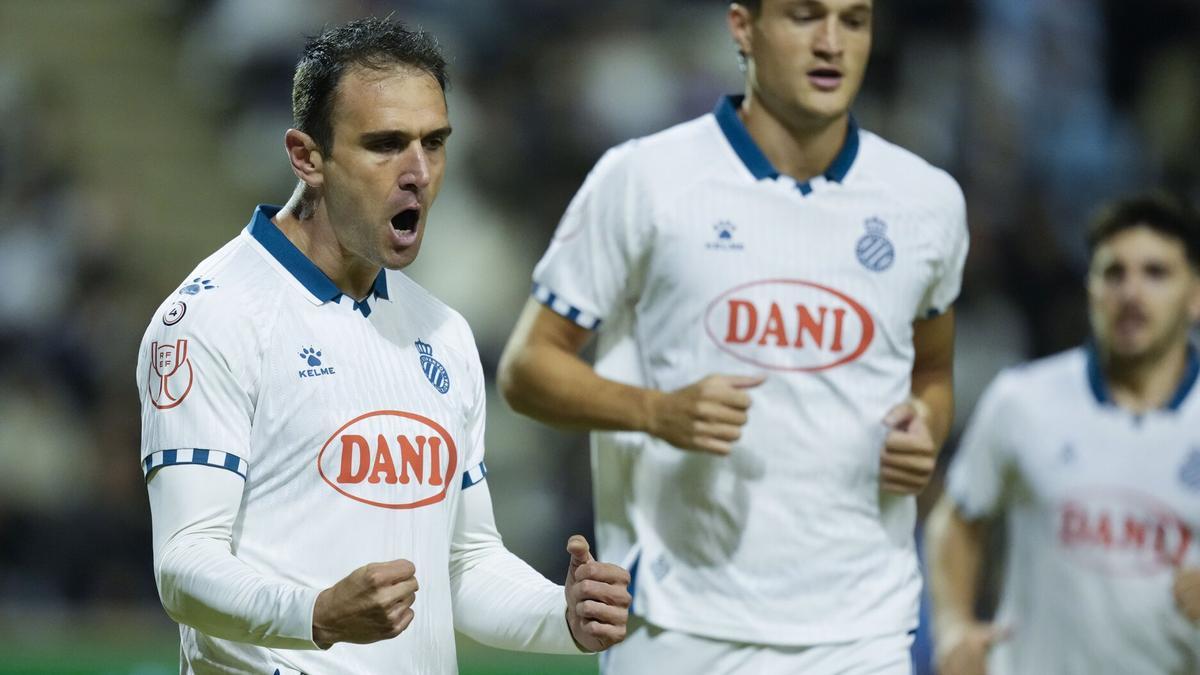 Kike García celebra uno de sus tantos con el Espanyol.