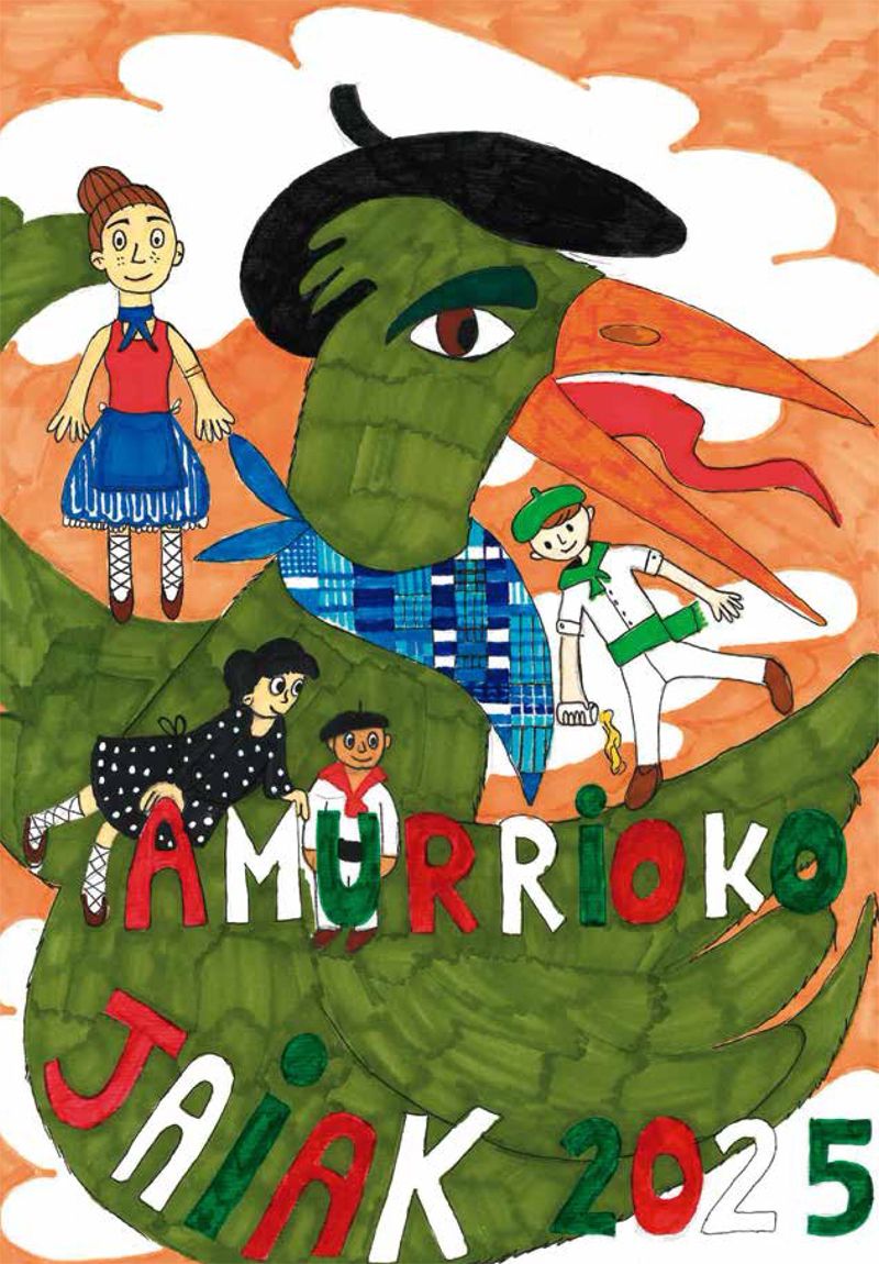 La contraportada del programa de fiestas de Amurrio de 2025 fue obra de la joven de 11 años Elia Prieto Galnares