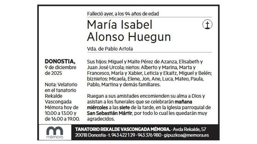 MARIA ISABEL ALONSO HUEGUN