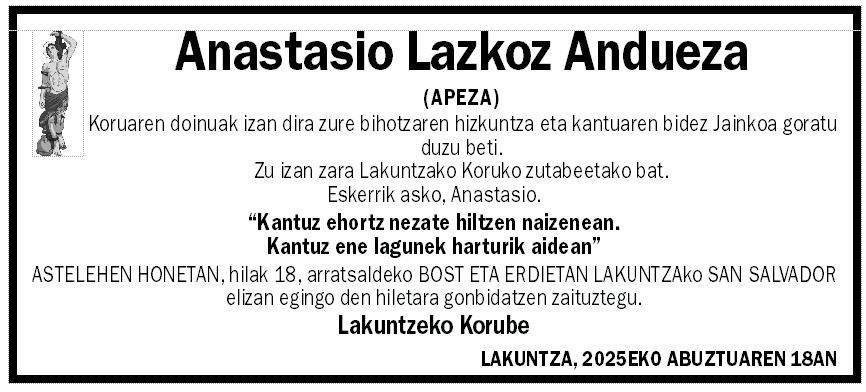 Anastasio Lazkoz Andueza (Lakuntzeko Korube)