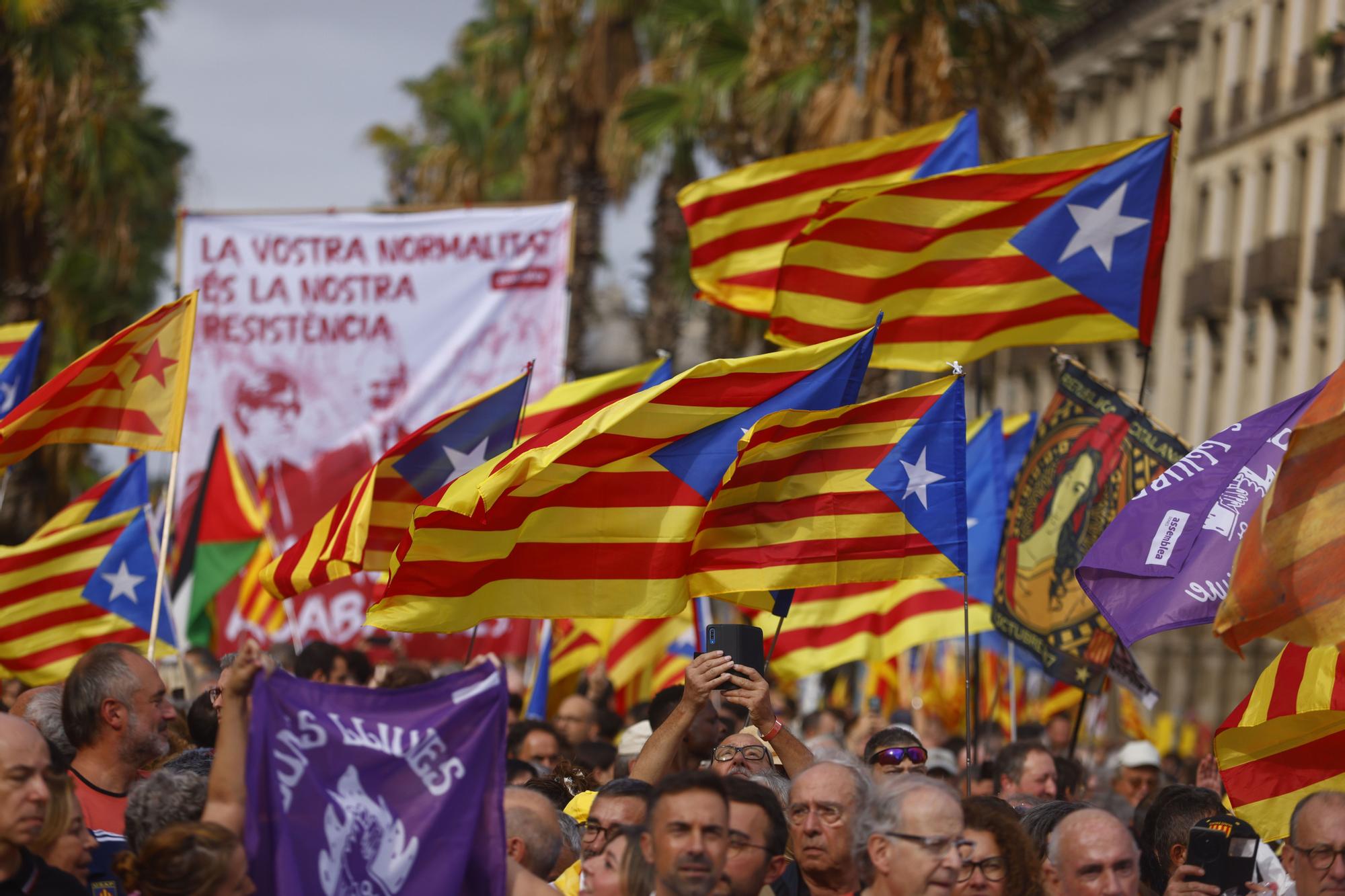 Unos 41.500 independentistas se manifiestan en la Diada en Barcelona, Girona y Tortosa
