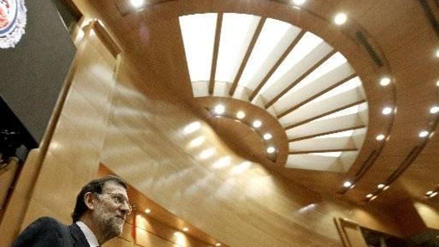 El presidente español, Mariano Rajoy, ayer, durante la sesión de control del Senado.