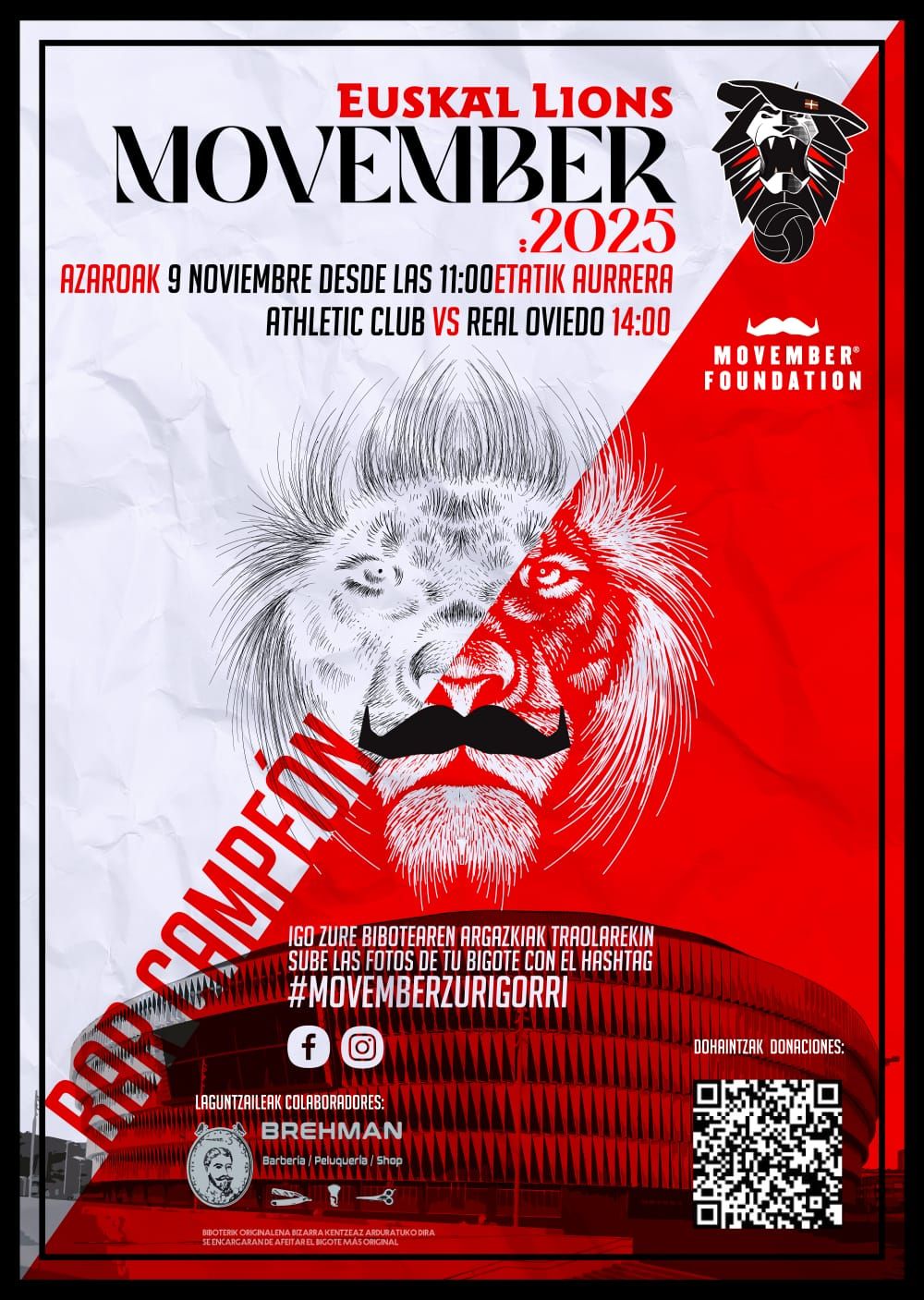 Cartel del evento solidario antes del Athletic-Oviedo