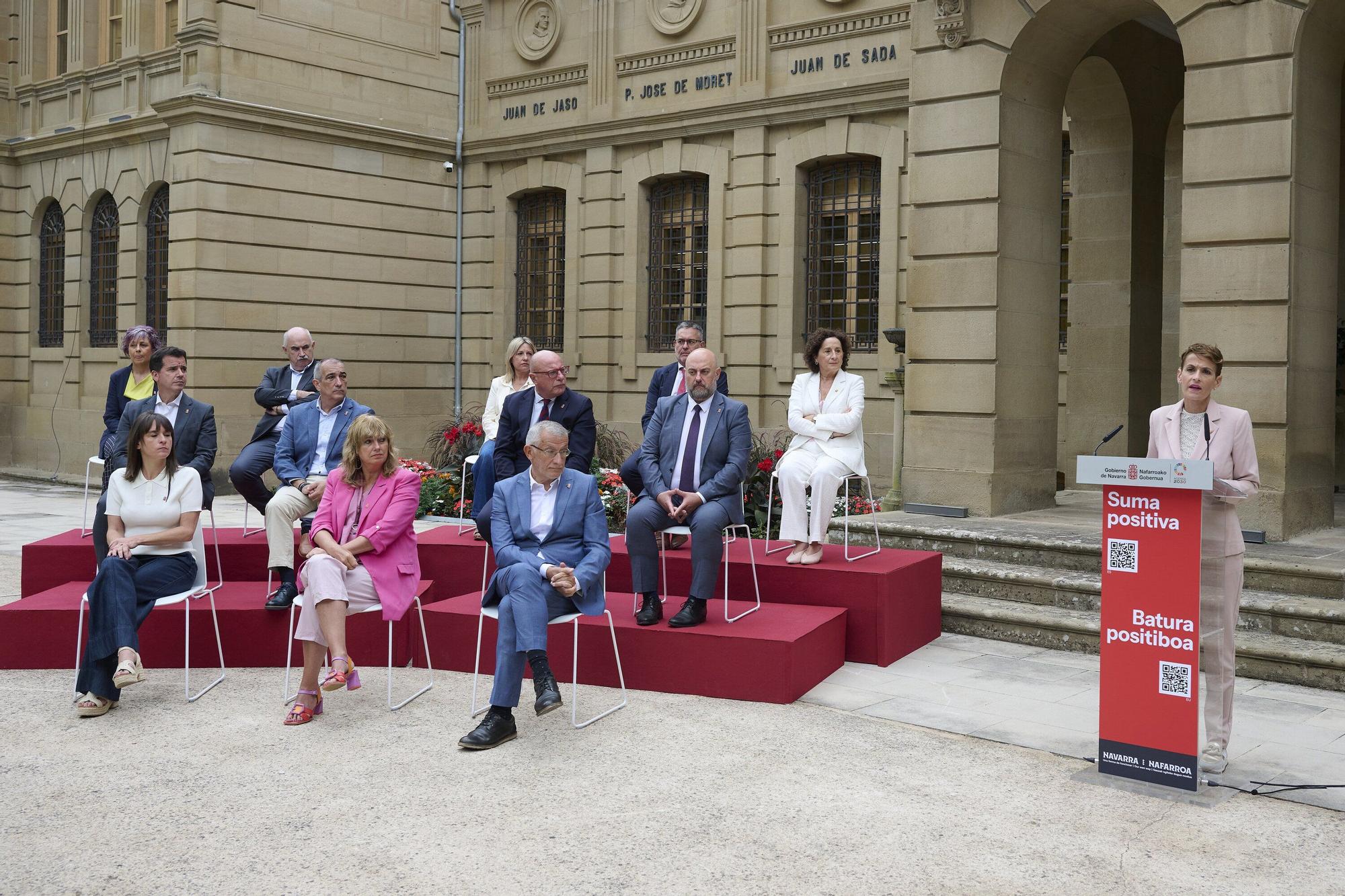 Rueda de prensa de María Chivite en la presentación del balance de mitad de legislatura