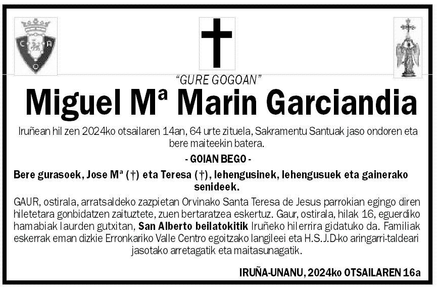 Miguel Mª Marin Garciandia