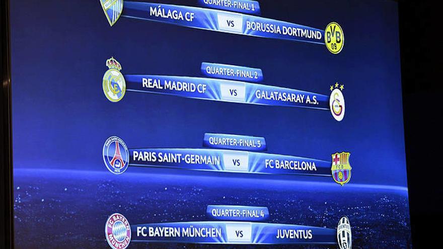 Real Madrid-Galatasaray, PSG-Barça y Málaga-Borussia, en cuartos de la &#039;Champions&#039;