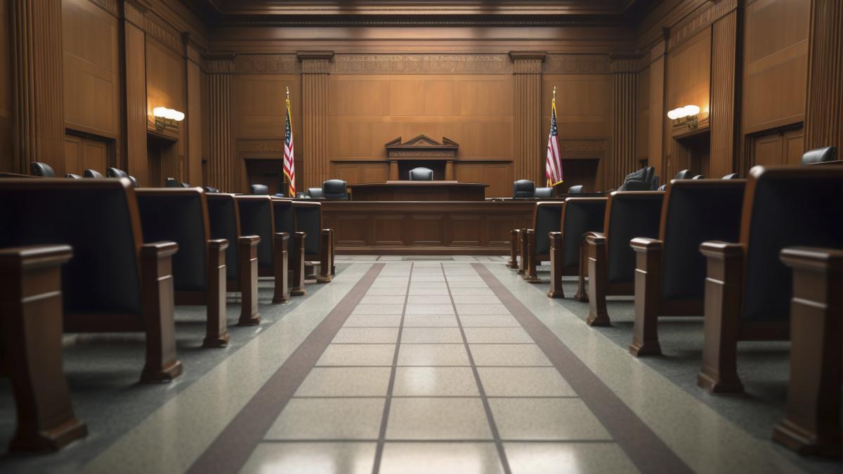 Una sala de un tribunal estadounidense. Una sala de un tribunal estadounidense.