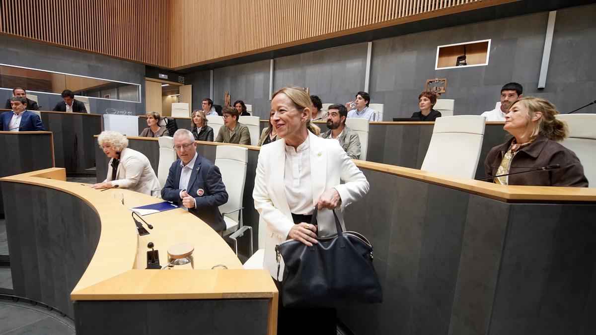 Eider Mendoza, a su llegada al Pleno de Política General