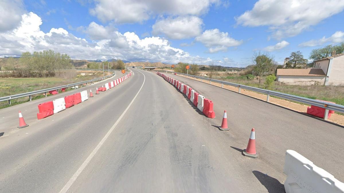 Tramo en obras a la llegada a Huesca.