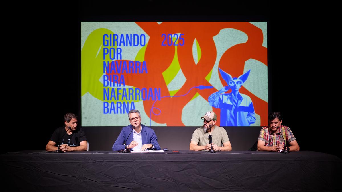 Intervención de Ignacio Azpeteguía en la rueda de prensa de presentación de la quinta edición de ‘Girando por Navarra / Bira Nafarroan Barna’, celebrada en Artajona.