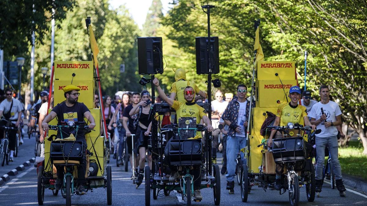 Los triciclos sonoros, en el recorrido del año pasado.