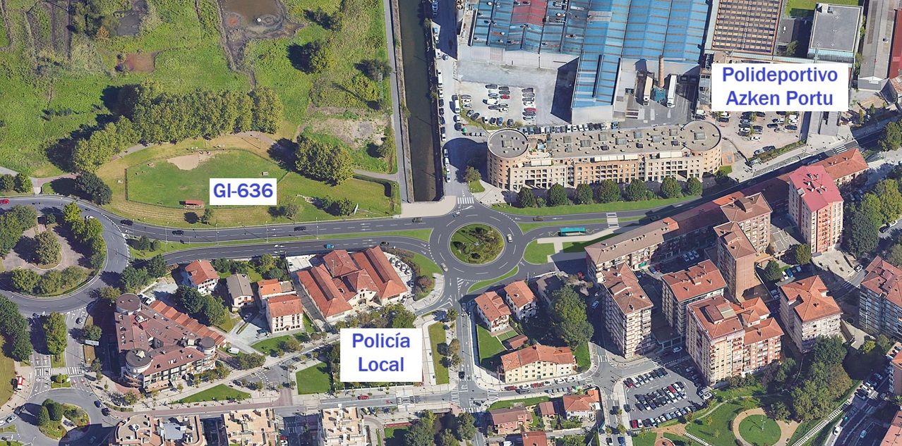 Carretera GI 636 en Irun, a su paso por Azken Portu, donde se construirá una rotonda