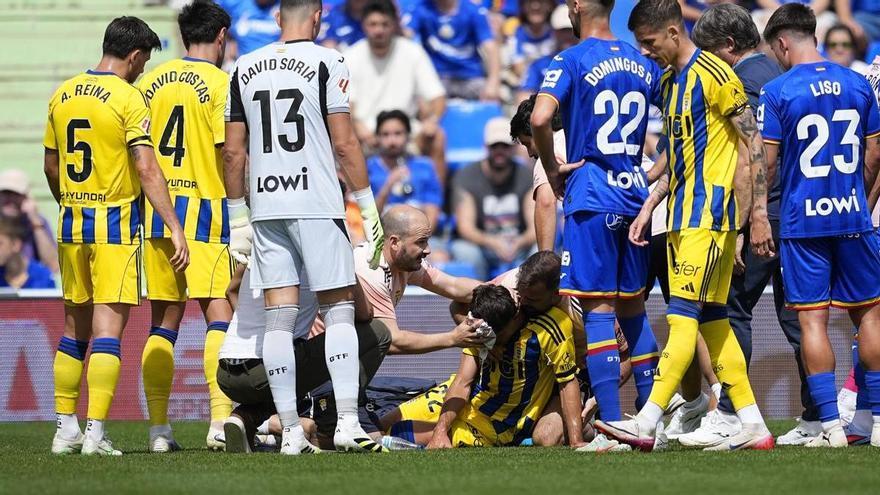Nacho Vidal, dado de alta tras el brutal choque en el Getafe-Oviedo